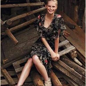 Anthropologie “Girl From Savoy” Black Floral Dress